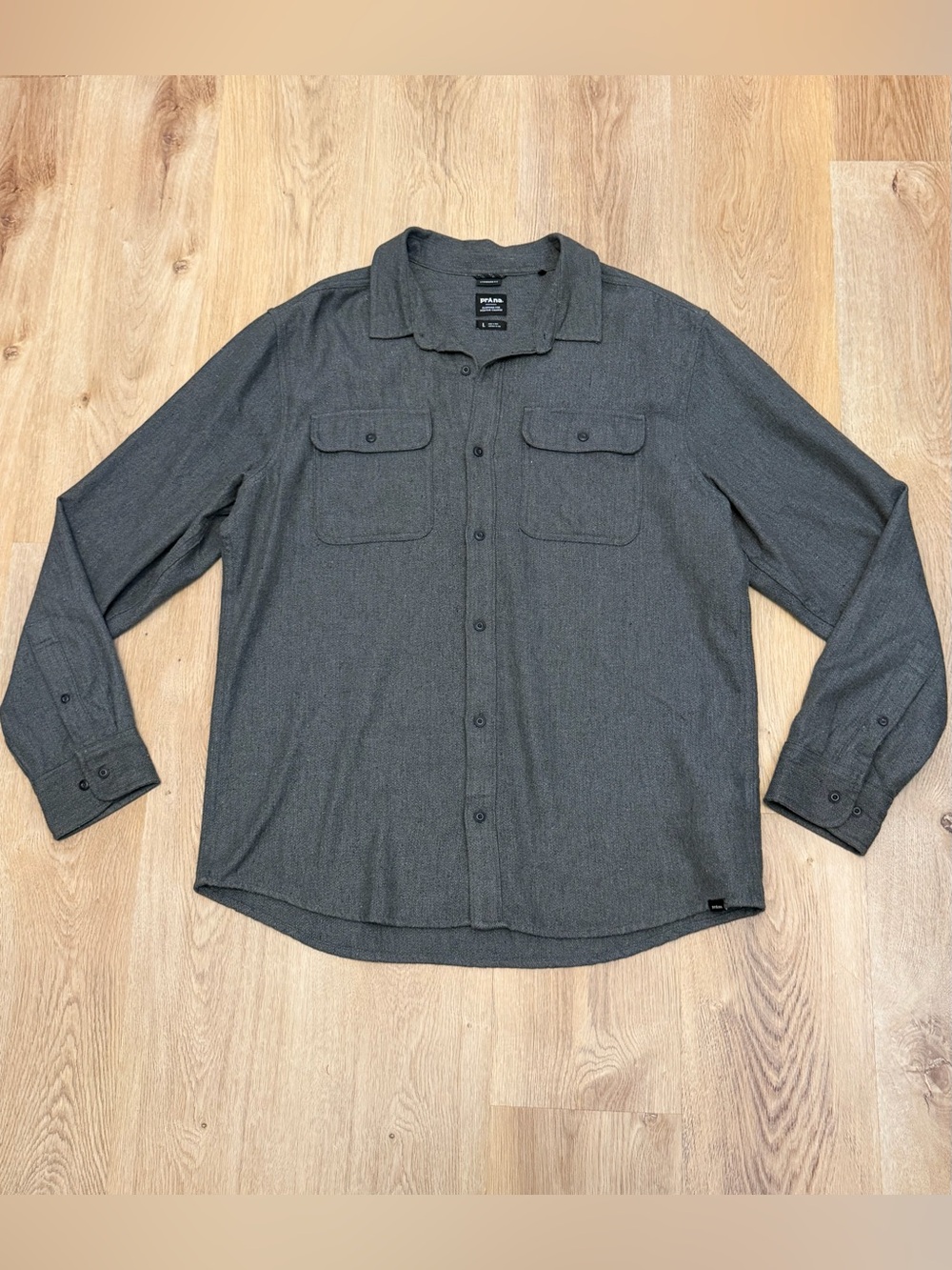 Prana Men’s Long Sleeve Button Down Charcoal Gray